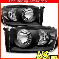 Headlamps Fit For 2006-2008 Dodge Ram 1500 2500 3500 Black Headlights Pair LH+RH picture