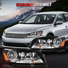For 2012 - 2015 Volkswagen Passat Headlights Assembly Set Black Housing Pair picture