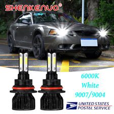 2x LED For FORD MUSTANG 1990-2004 Headlight Kit 9007 HB5 White Bulbs Hi-Lo Beam picture