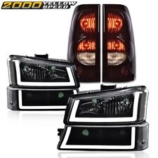 Fit For Silverado 2003-2007 LED DRL Black Housing Headlights + Tail Lights Pair picture
