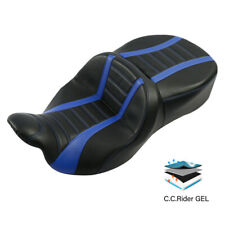 Two-Up Gel Driver Passenger Seat Fit For Harley Electra Glide 2009-Up Black Blue picture
