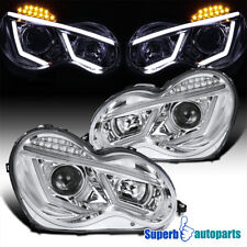 Fits 2001-2007 Benz W203 C-Class Projector Headlights W/ LED Signal Lamps Pair picture