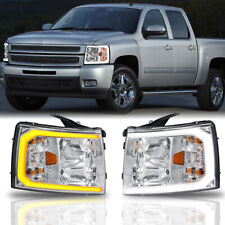 Pair Headlights Sequential Signal For 2007-2013 Chevy Silverado 1500 2500/3500HD picture