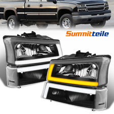 4PCS Black Headlight Sequential LED DRL For 2003-2007 Chevy Silverado Avalanche picture