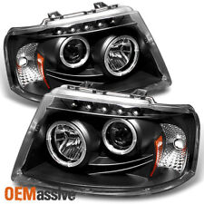 Fits 03-06 Ford Expedition JDM Black Dual Halo Projector LED Headlights Lamp Set picture