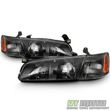 For 1997-1999 Toyota Camry Headlights Headlamps w/Corner Lights Black Left+Right picture