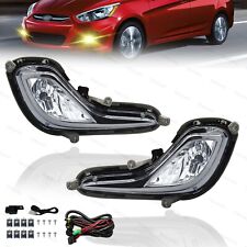For 2012-2017 Hyundai Accent Front Bumper Fog Lamps Lights Clear w/Bulbs+Wiring picture