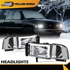Fit For 94-02 Dodge Ram 1500-3500 Chrome Housing Clear Corner LED DRL Headlights picture