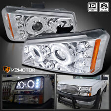 Fits 2003-2007 Chevy Silverado Avalanche LED Halo Projector Headlights Lamps L+R picture