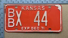 1971 Kansas license plate BB X 44 YOM DMV Bourbon Ford Chevy Dodge 16180 picture
