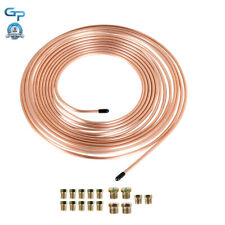 25 Foot Roll Coil of 3/16'' OD Copper Coated Brake Line Tubing Kit w/ 16 Fitting picture