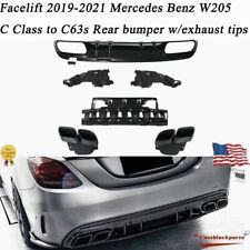 Mercedes Benz 19-21 W205 AMG Rear Bumper facelift C63S Rear Diffuser Exhaust Tip picture