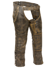 Motorcycle Distressed Brown Mens Leather Riding Biker Chaps picture