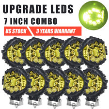 10x 7'' Black LED Pods Work Light Bar Round Driving Fog Headlights Truck Offroad picture