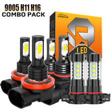 For Chevy Silverado 3500 3500HD 2008-2018 L&R LED Headlight Fog Light Bulbs Kits picture