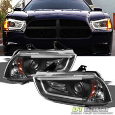 Black 2011-2014 Dodge Charger DRL LED Tube Projector Headlights Headlamps 11-14 picture