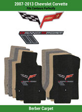 Lloyd Berber Front Mats for '07-13 Corvette w/GS Red/Silver on Ebony & C6 Flags picture