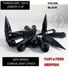 20PC BLACK 3.18'' 2PC SPIKE LUG NUTS 14X1.5 FOR 2008&UP DODGE CHARGER CHALLENGER picture