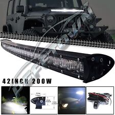 42 inch LED Light Bar Single Row Curved Combo Offroad Driving Work Truck 4WD 44
