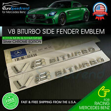 V8 BiTurbo Emblem Side Fender 3D Chrome Badge Mercedes Benz AMG CL63 E63 OEM NEW picture