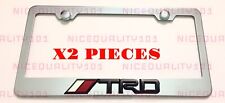 2x 3D TRD Stainless Steel Metal Chrome Mirror License Plate Frame Holder picture
