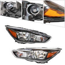 1 Pair Headlights For 2015-2018 Ford Focus Black Halogen Headlamps + LED DRL Set picture