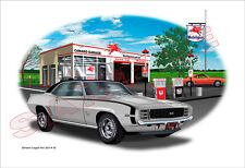 1969 Camaro SS RS 396 Garage Muscle Car Art Print - Silver picture