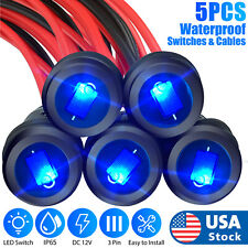 5X Waterproof Blue LED Light 12V Round Toggle Switch Car Auto Boat ON/OFF SPST picture