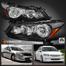 Fits 2008-2012 Honda Accord 4Dr Sedan Black Headlights Lamps Left+Right 08-12 picture