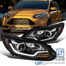 Fits 2012-2014 Ford 12-14 Focus Projector Headlights Black LED Signal Lamps Bar picture