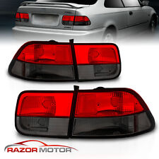 1996-2000 For Honda Civic 2DR Coupe Red Smoke Brake Tail lights Pair picture