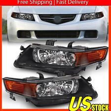 Black For 2004-2005 Acura TSX Projector Headlights Lamps Left+Right 04-05 Pair picture