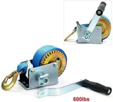 Hand Winch 600LBS Hand Crank 2 Gear Polyester Strap Heavy Duty ATV Trailer Boat picture