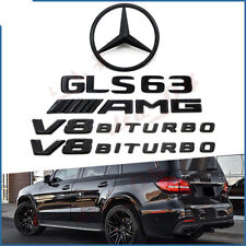 GLS63 AMG V8 BITURBO Rear Star Emblem Gloss Black Badge Set For Mercedes X166 picture