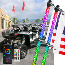 2Pc Spiral RGB 4ft Led Lighted Whip Antenna Flag For Polaris RZR XP 1000 900 800 picture