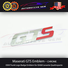 Maserati GTS Emblem Chrome Red Logo Trunk Emblem Badge Ghibli Quattroporte OEM picture