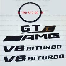 GTC AMG V8 BITURBO Star Emblem glossy Black Badge Combo Set for  C190 R190 #01 picture