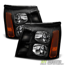 Black 2002 Cadillac Escalade Headlights Lamps Left+Right Fit: Halogen Type Only picture