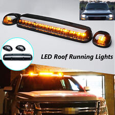 For 02-07 Chevy Silverado GMC Sierra 3PC Smoke Cab Roof Running Amber LED Lights picture