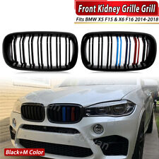 2X M-Color Front Kidney Grille Grill For BMW X5 F15 X6 F16 2014-2018 Gloss Black picture