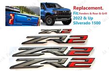 4PCS Gloss Black Red Fender Rear Grill ZR2 Emblem 2022-2024 Chevy Silverado 1500 picture
