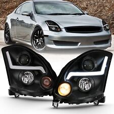 Fits INFINITI G35 2DR 03-07 PROJECTOR HEADLIGHT PLANK STYLE BLACK 121557 picture