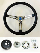 60-69 Chevy C10 Chevrolet Pick Up Steering Wheel Black on Chrome 15