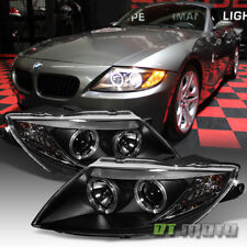 Black 2003-2008 BMW Z4 Dual LED Halo Projector Headlights Light Lamps Left+Right picture