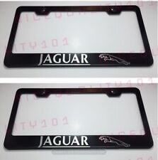 2X Jaguar Stainless Steel Black Finished License Plate Frame Rust Free picture