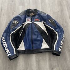 AGV Sport Suzuki Motorcycle Jacket Size 52 Blue White Black Genuine Leather GSXR picture