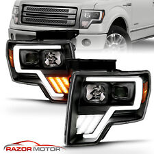 For 2009-2014 Ford F150 SwitchBack LED Tube Matte Black Projector Headlights SVT picture
