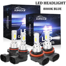 4PCS 9005 H11 Blue 8000K 3570 LED Headlight Kit Bulbs High Low Beam Combo Kit picture