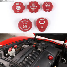 5Pcs Red Alloy Engine Inner Tank Cap Overlay Cover Fits 2005-2013 Corvette C6 picture