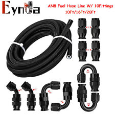 8AN AN8 10/16/20FT Nylon Braided PTFE Fuel Line 10 Fittings Hose Kit For E85 Set picture